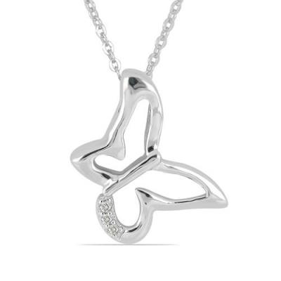 BUY STERLING SILVER WHITE DOUBLE CUT DIAMOND GEMSTONE PENDANT